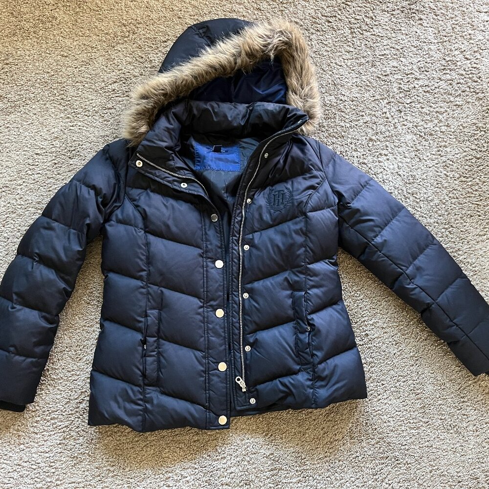 Tommy Hilfiger Ladies' Down Quilted Jacket with Hood, Size M, Black